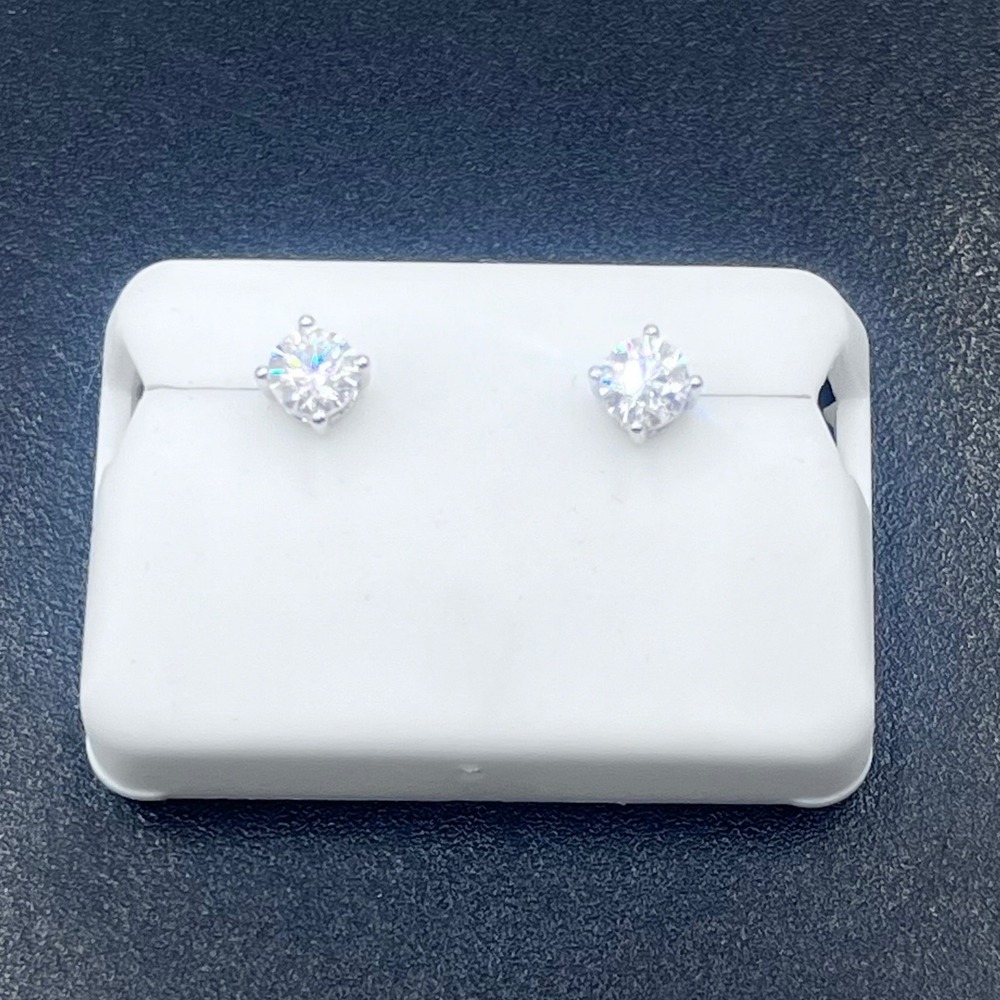 Sterling Silver Prong Set Round Brilliant Moissanite .50 cttw Stud Earrings New